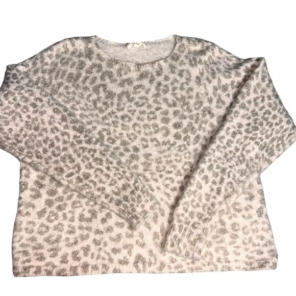 Peyton Primrose Cheetah Print Sweater Size Large Off Taupe Soft Leopard - Picture 2 of 10
